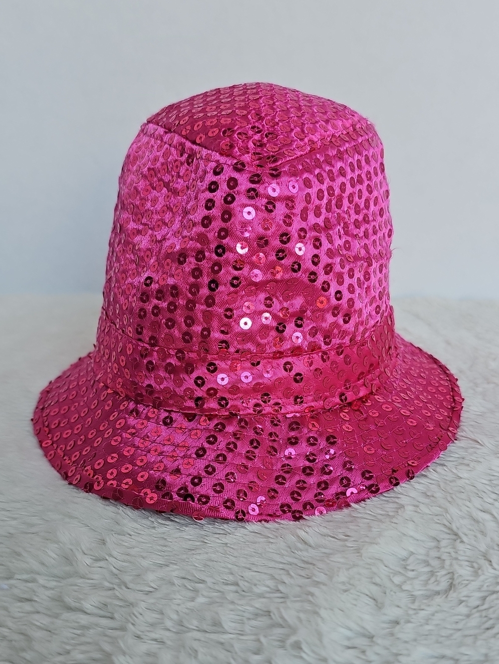 Hot Pink Sequin Bucket Hat Festival Rave Y2K Party Costume Accessory OS